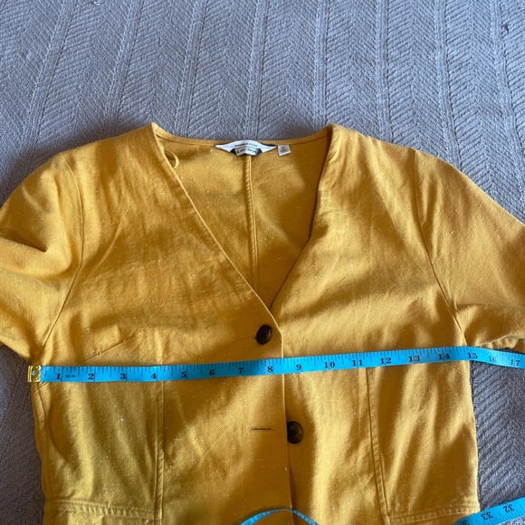 & Other Stories Stockholm Atelier Button Front Mini Dress Mustard Yellow Size 0 - Picture 5 of 9